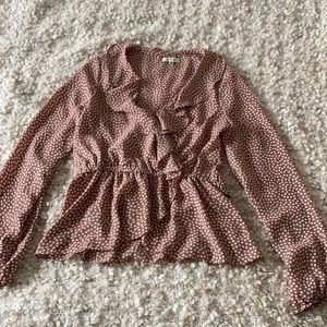 Pink and white dotted blouse